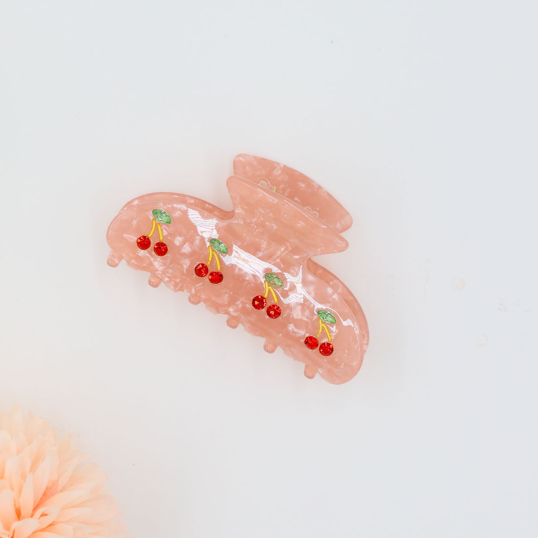 Gifts for her – Cherry Hair Clip with pink pearlescent finish