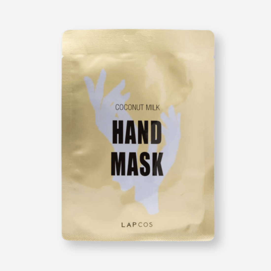Coconut Milk Hand Mask on a white surface, designed to revitalize and hydrate hands with Ceramides and Coconut milk for improved elasticity and moisture.