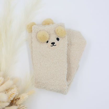 Gifts for her – Fluffy Bear Socks cosy cream bear design
