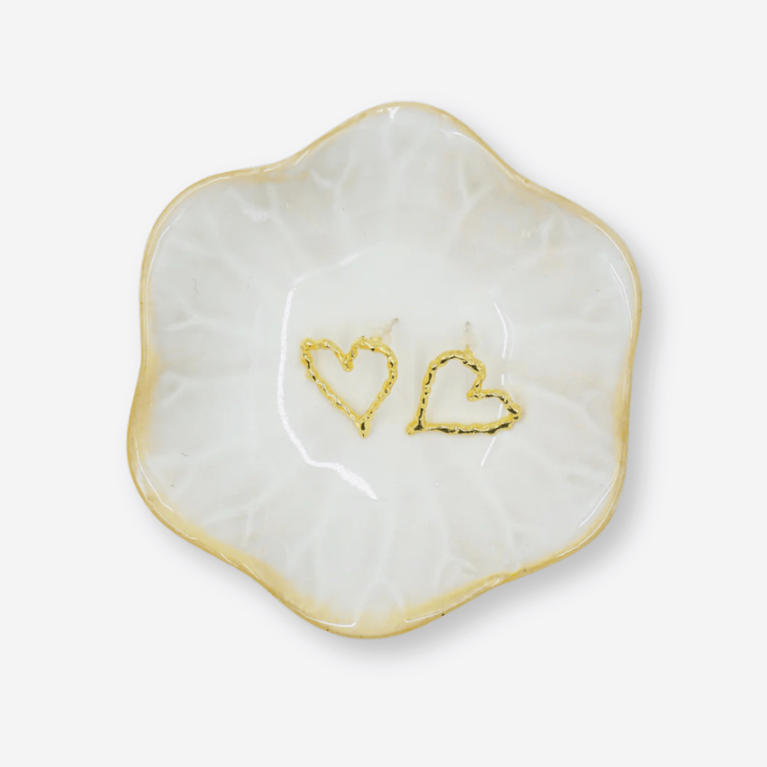 Gifts for her – Golden Heart Earrings with textured gold finish