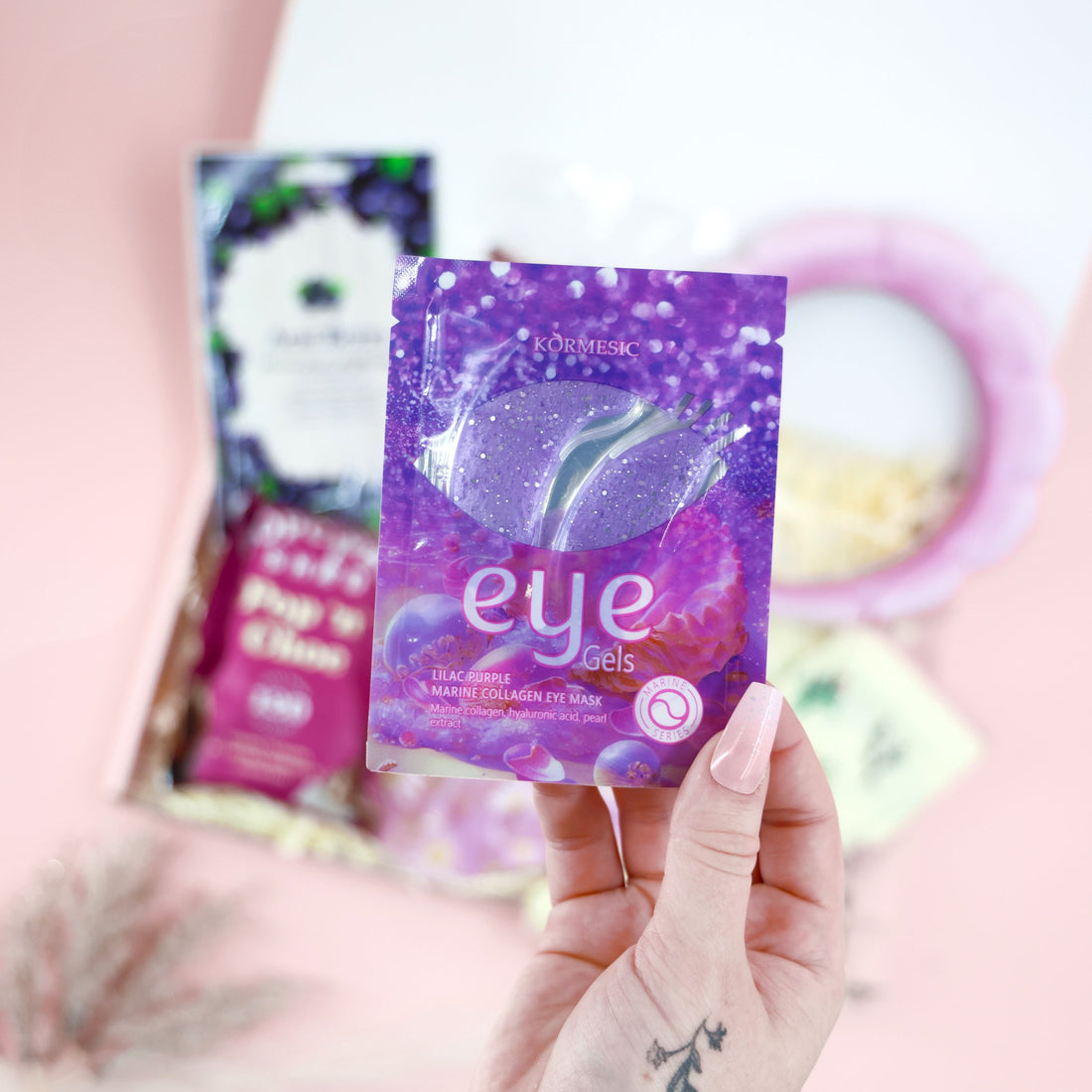 Selfcare  Gifts for her – Lavender Pamper Gift Box with floral socks, scrunchie, and eye gels