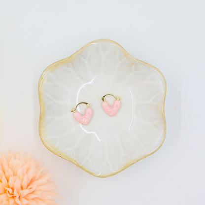 Gifts for her – Pink Heart Crystal Earrings with gold 