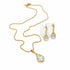 Gold-Plated Crystal Pendant Jewelry Set featuring a close-up of a radiant gold chain and sparkling diamond earrings, ideal for special occasions or cherished gifts.