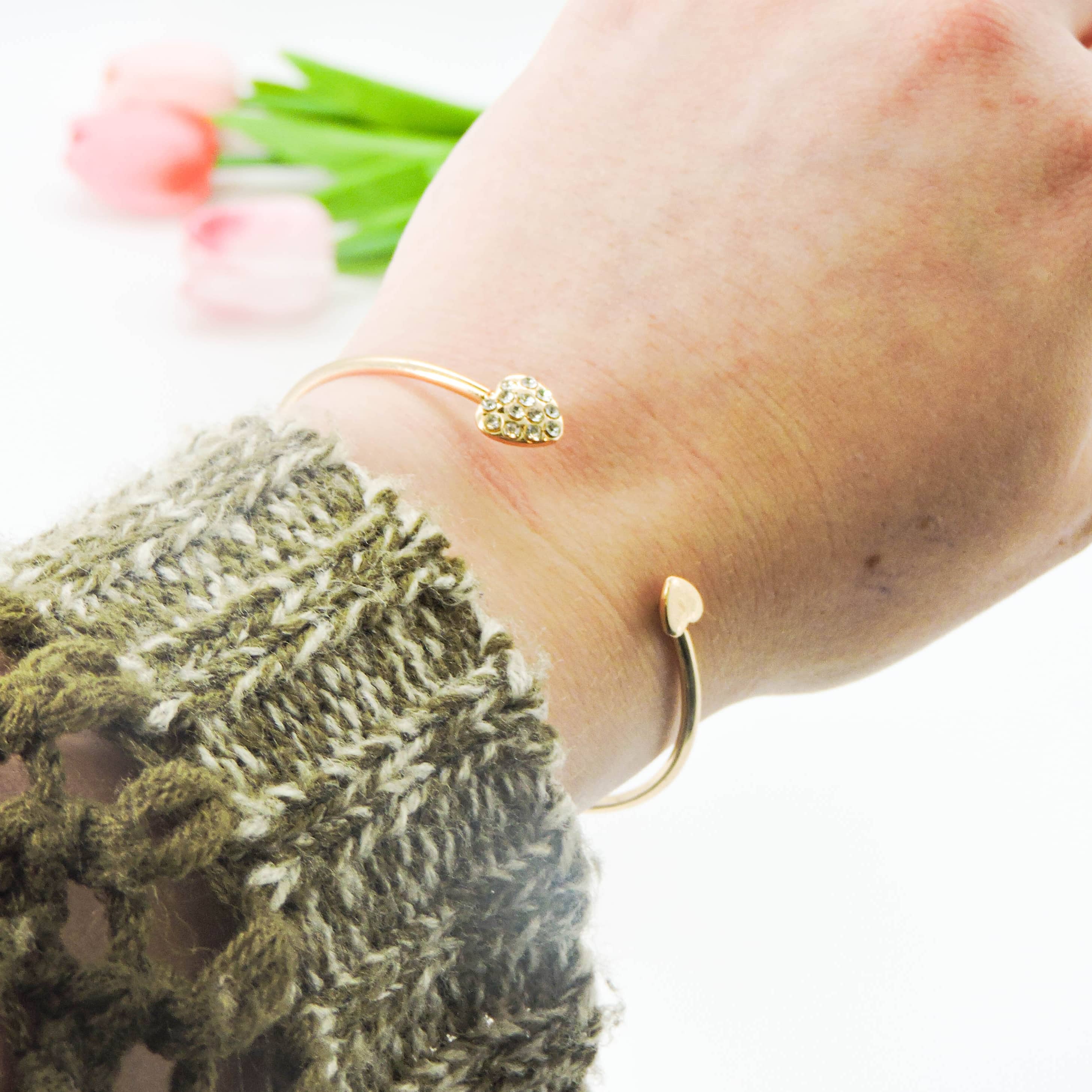 Gold Heart &amp; Diamond Bracelet