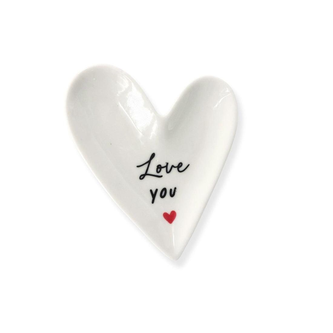 Heart-Shaped Mini Dish featuring Love You text, ideal for storing jewellery or trinkets, and serves as a decorative piece.