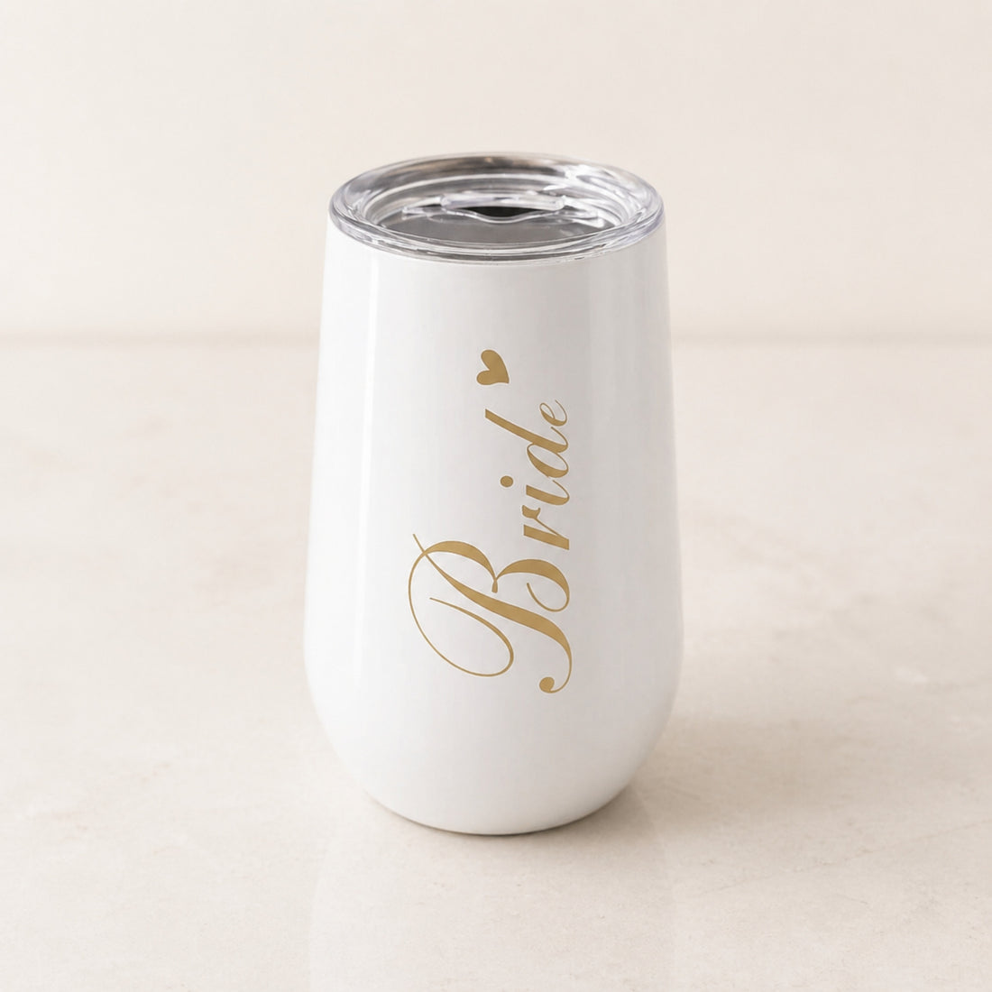 Bride Tumbler Flask – white and gold hen do gift for her