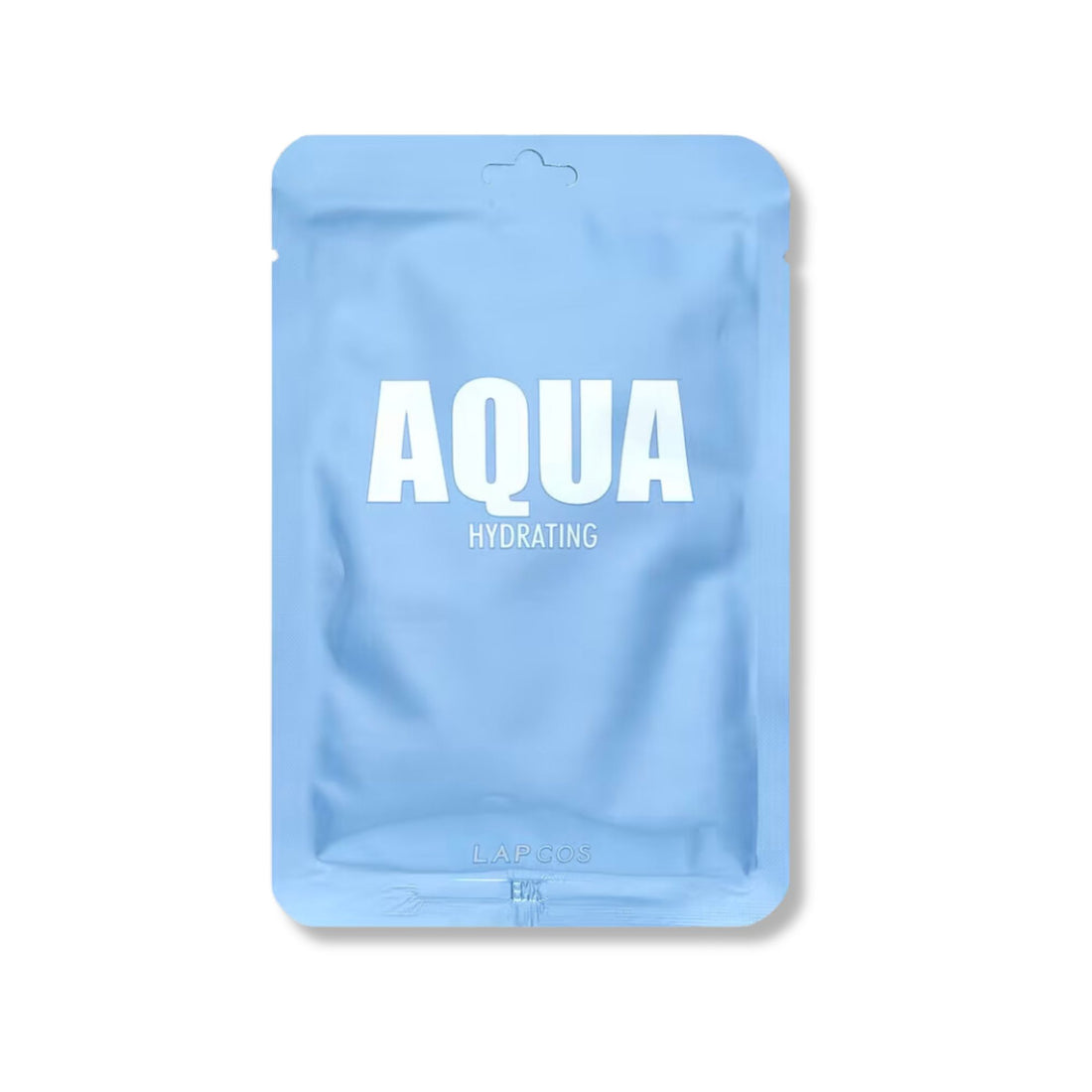 Lapcos Aqua Hydrating Mask package with white text, enriched with Deep Sea Water and Plankton Extract, designed to hydrate and rejuvenate skin.