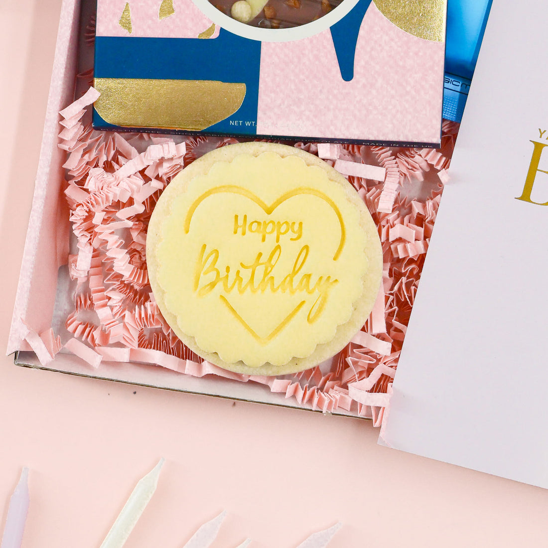 Mini Birthday Pamper Gift Box with Love Cocoa chocolate, sheet mask, birthday biscuit and gold foiled card – thoughtful birthday gift for her