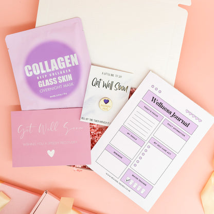get well soon gift – Get Well Wishes Box with overnight face mask, wellness journal and pocket hug