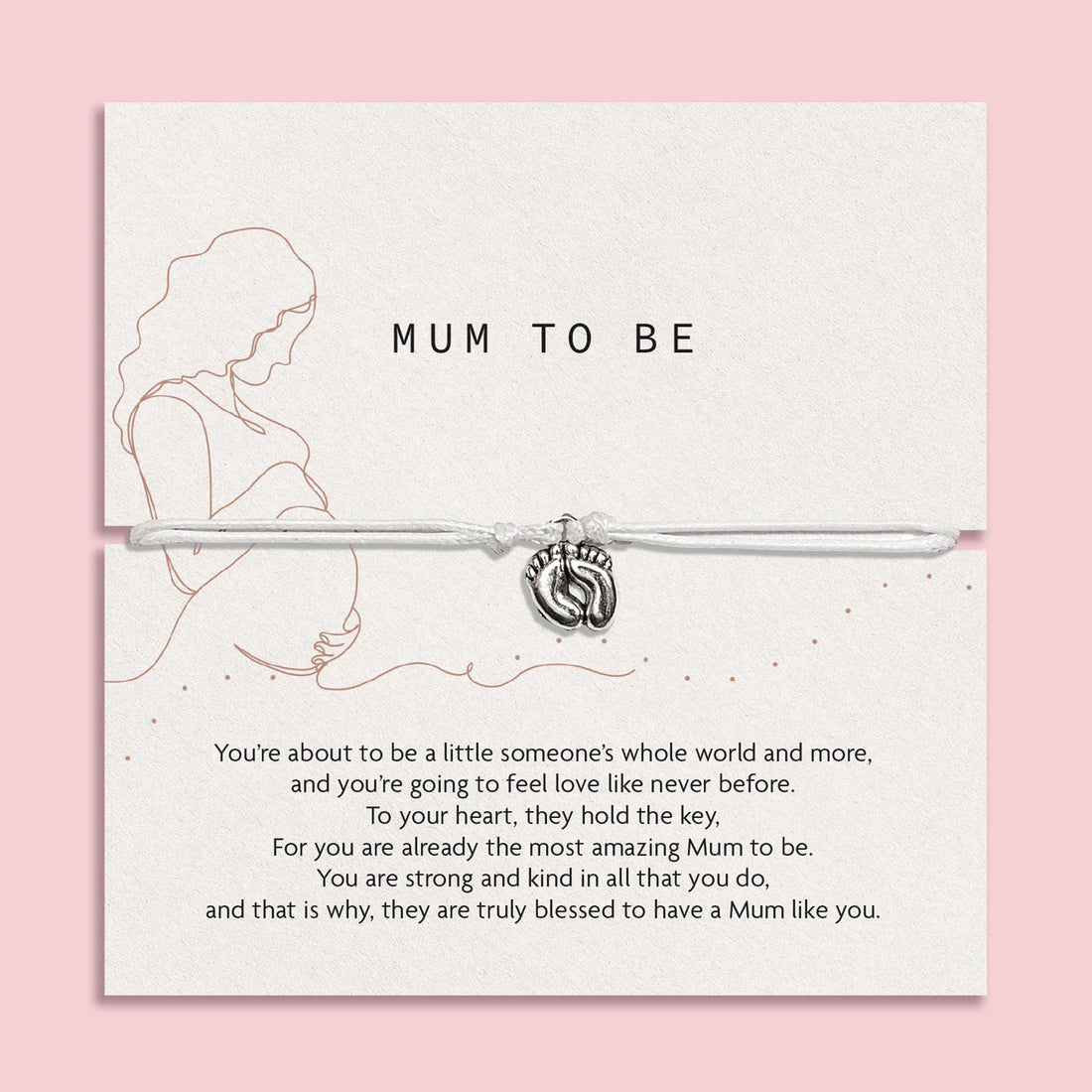 mum to be gifts – pregnancy bracelet on sentimental keepsake card