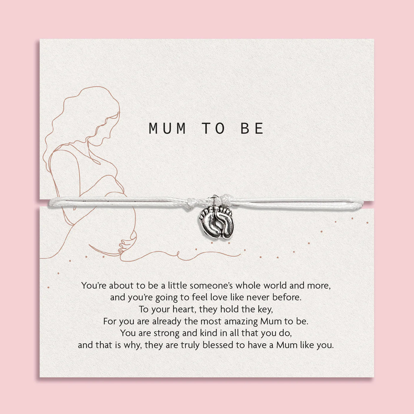mum to be gifts – pregnancy bracelet on sentimental keepsake card