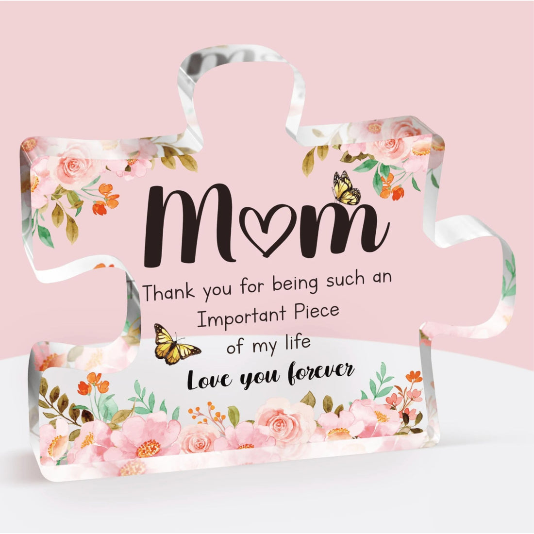 Mum Jigsaw Keepsake featuring a yellow butterfly with black wings, perfect for Mother&