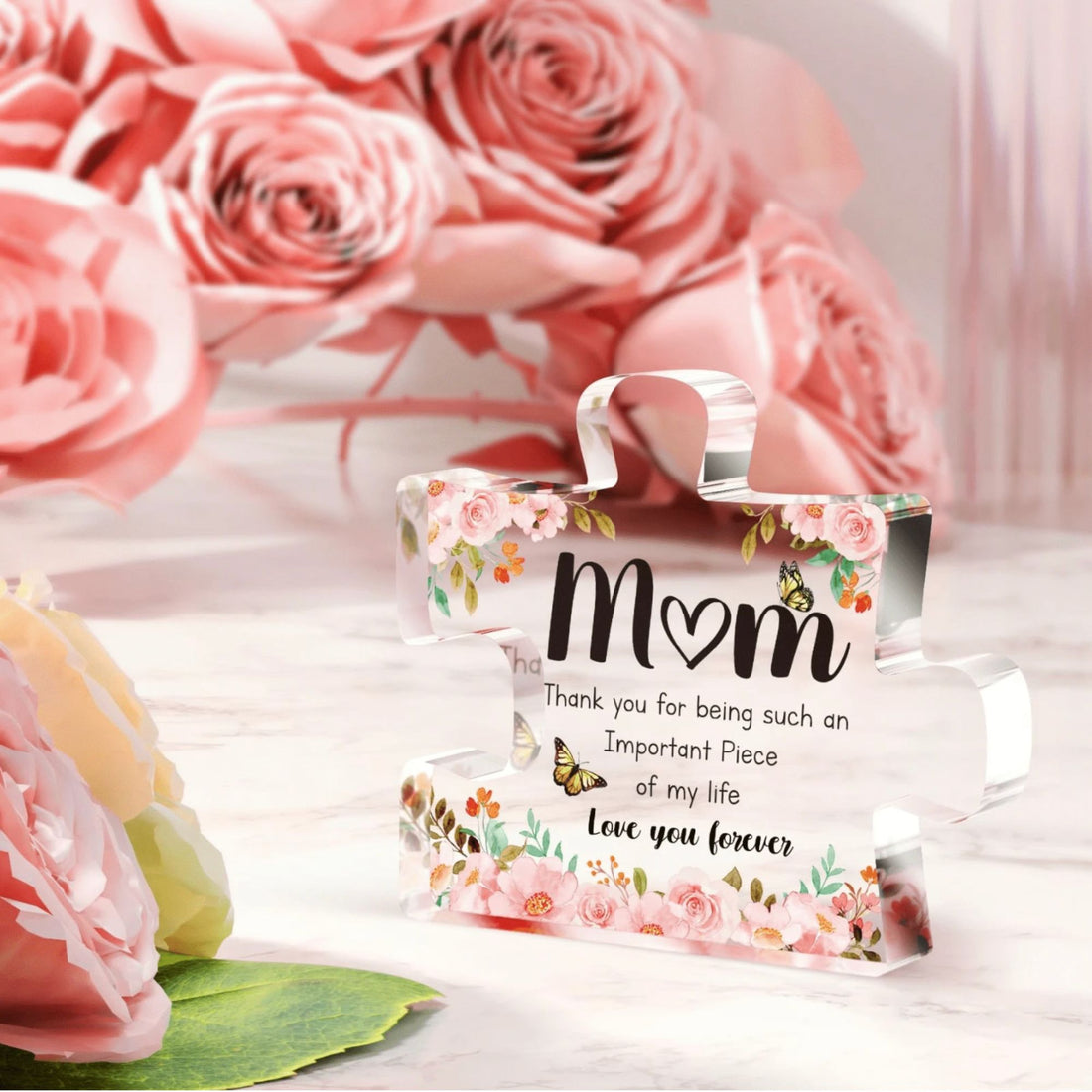 Mum Jigsaw Keepsake featuring a delicate rose design, perfect for Mother&