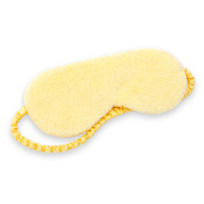 Plush Eye Mask - Yellow, featuring an ultra-soft texture and secure fit, ideal for blocking light and enhancing sleep comfort.