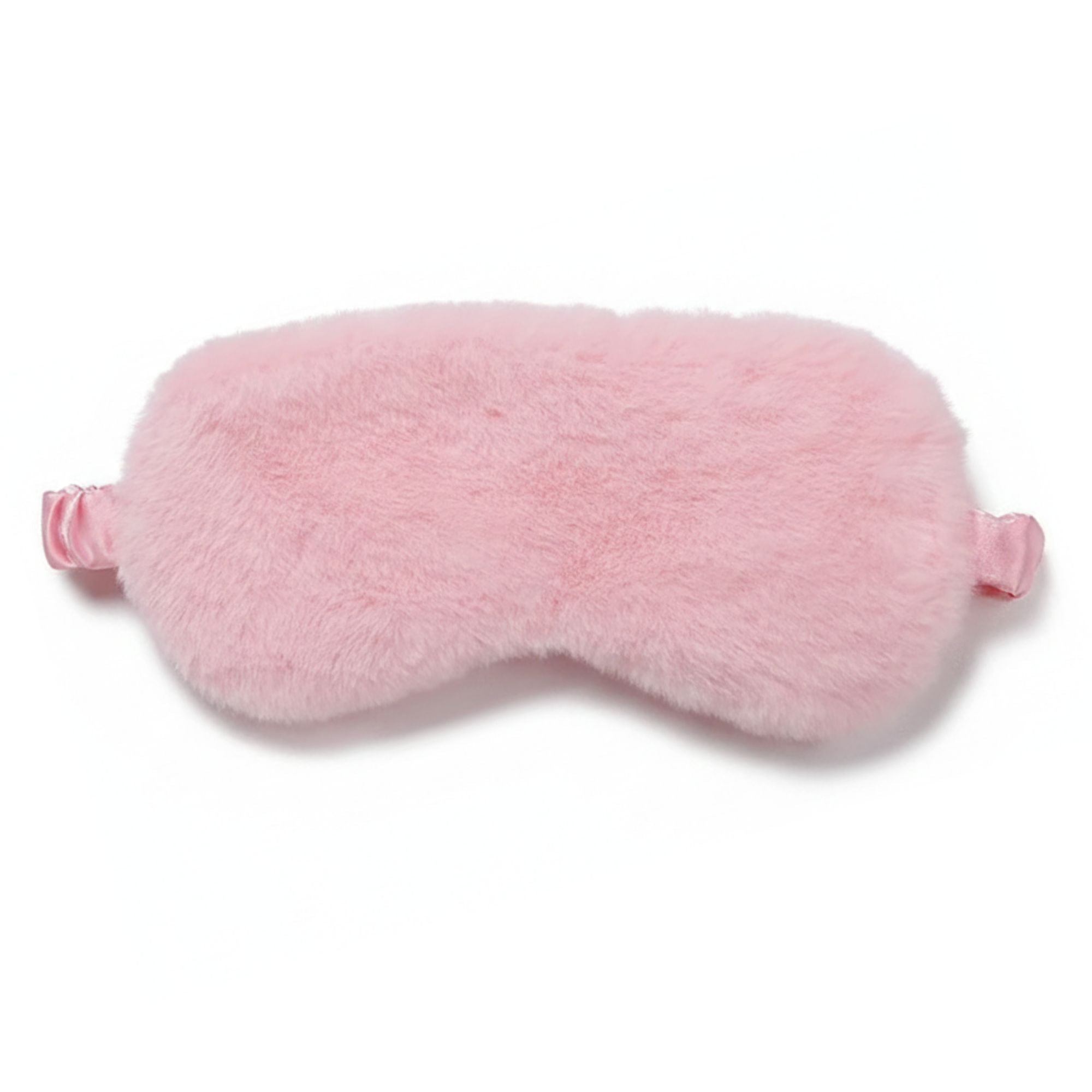 Plush Eye Mask Pink adorned with a gold ribbon, crafted from soft polyester, designed for luxurious relaxation and an elegant gift presentation.