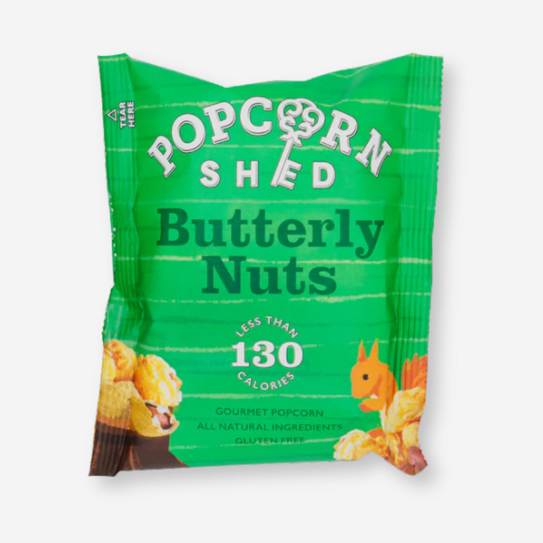 Close-up of Popcorn Shed Peanut Butter Gourmet Popcorn, highlighting its crunchy texture and nutty coating, emphasizing its gourmet appeal for a sweet and salty snack.