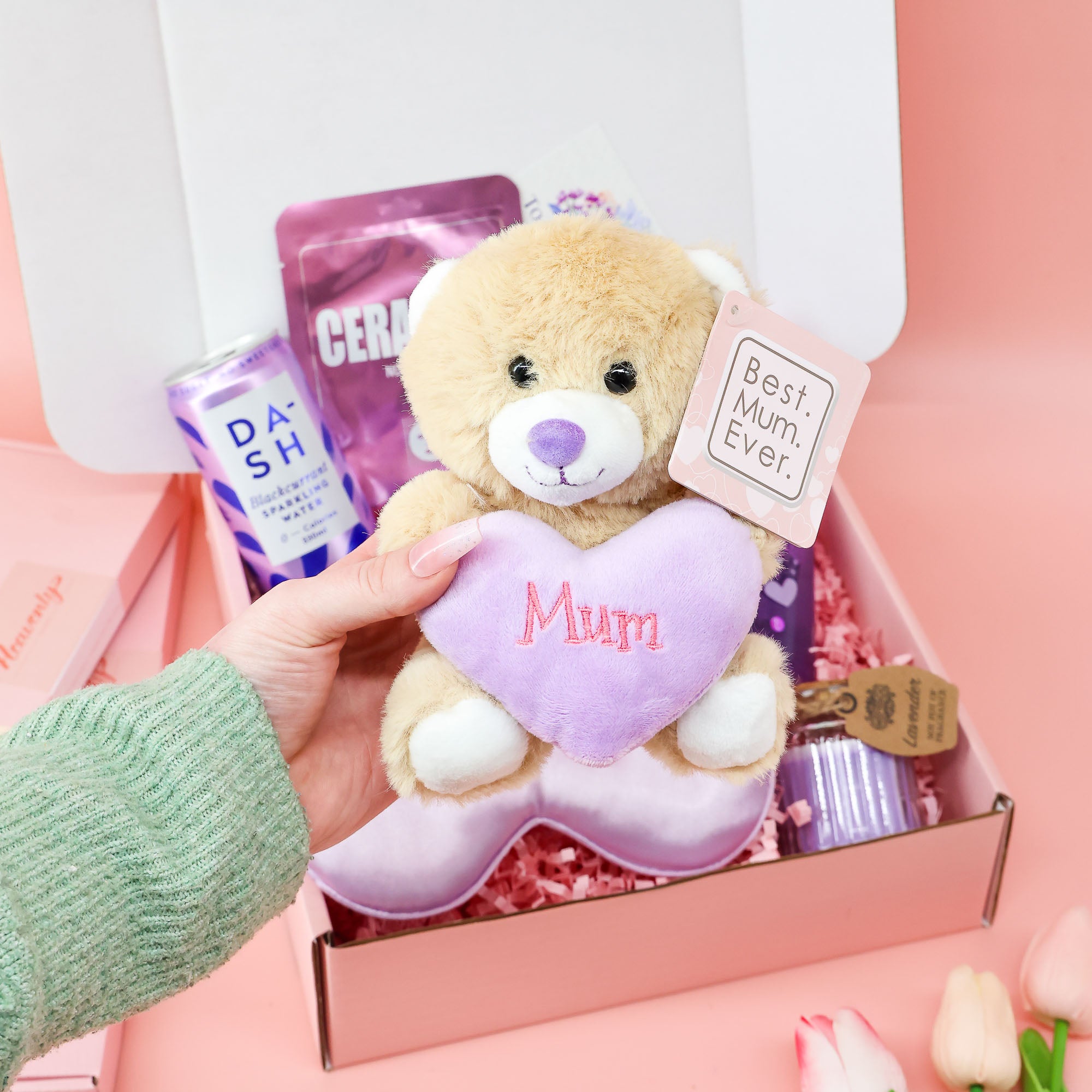 Mother’s Day gift – luxury self care gift for mum with teddy, bath mist and soothing spa treats