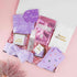 Purple Pamper Birthday Box – luxury birthday gift for her with face mask, socks, soap, candle and skincare in a purple theme