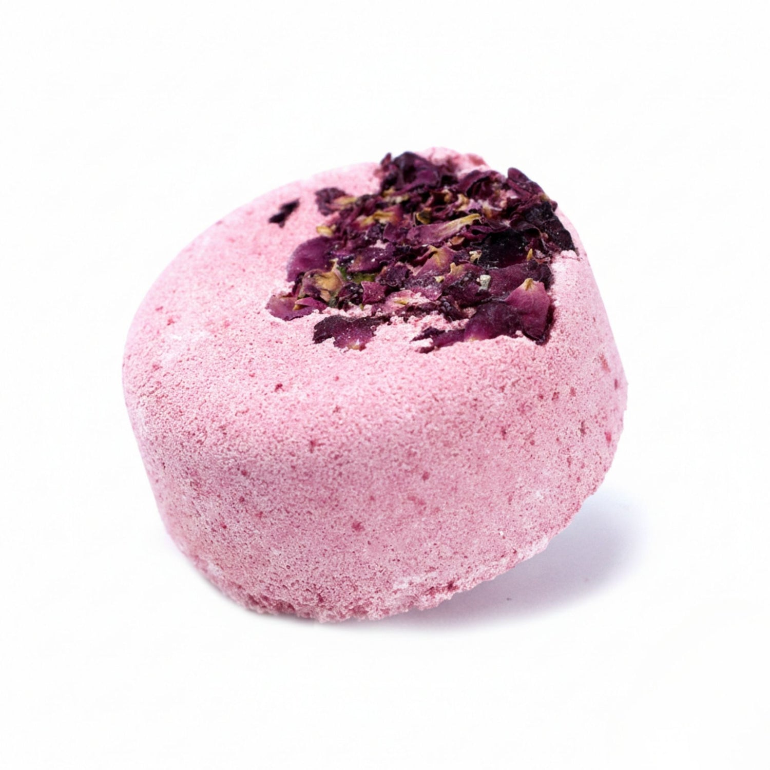 Luxury pink bath fizzer fizzing in water with rose petals, thoughtful pamper gift for her, relaxing self care bath soak