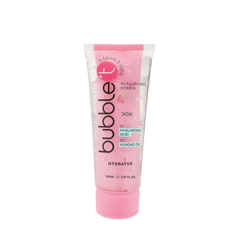 Hyaluronic Hybrid Body Lotion for smooth, refreshed skin with hydrating hyaluronic acid and nourishing almond oil.