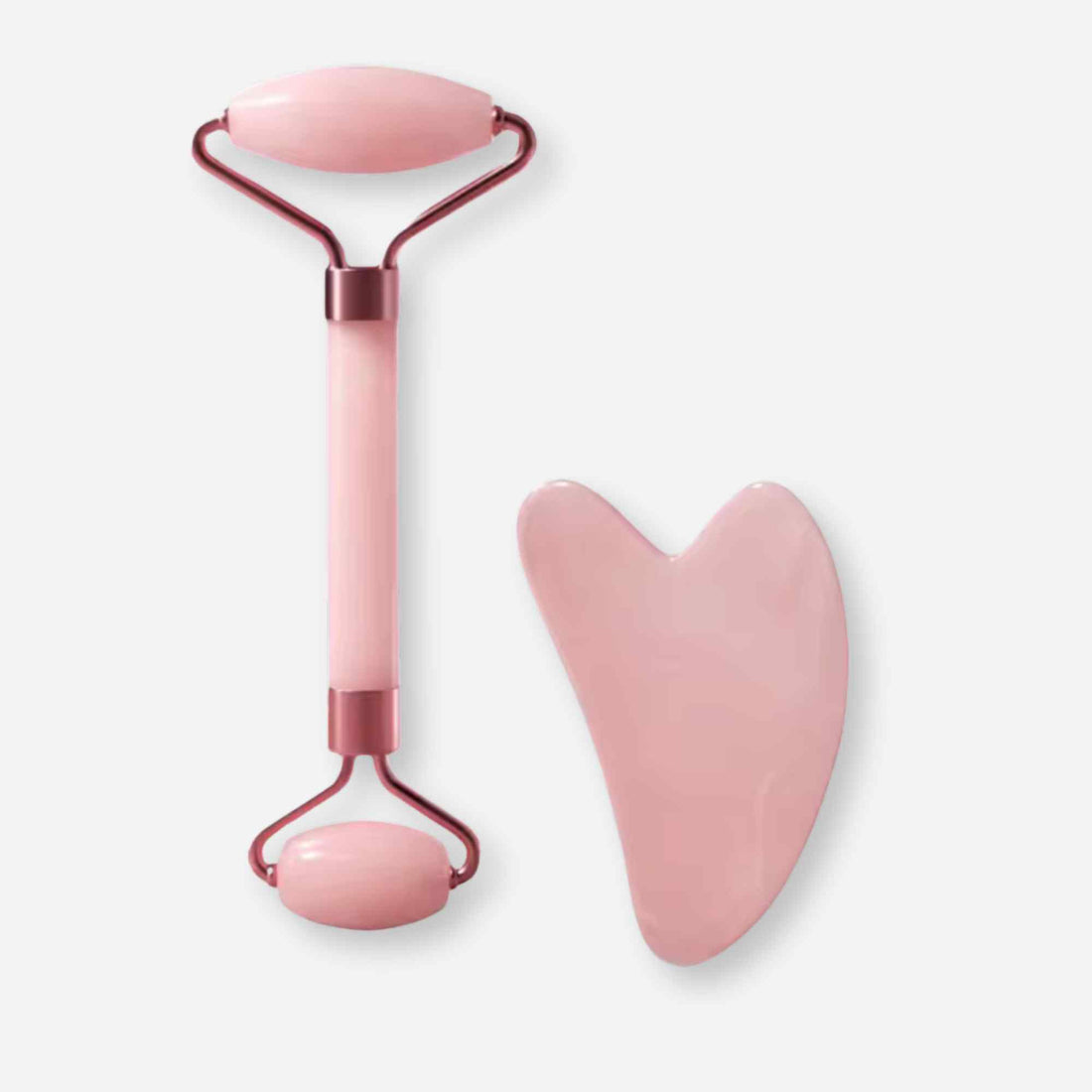 Self Care Gift – Rose Quartz Glow Set with roller and gua sha for radiant skin