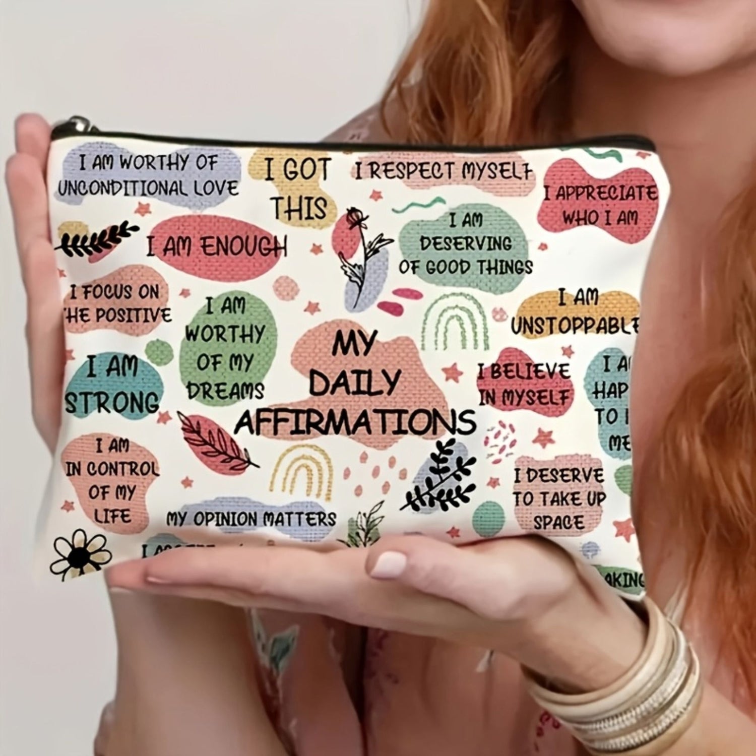 Self care gifts – self love affirmation pouch with positive quotes