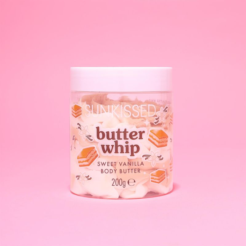 Butter Whip Body Butter – self care gifts sweet vanilla whipped body butter with creamy layered texture in clear tub