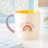 self care gifts – calming coffee mug with colourful rainbow design