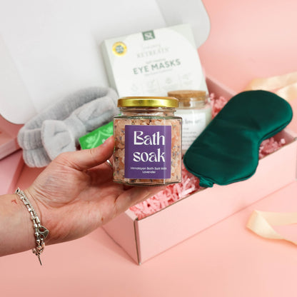 self care gifts – peaceful pamper package with self-heating eye masks and Pukka herbal tea