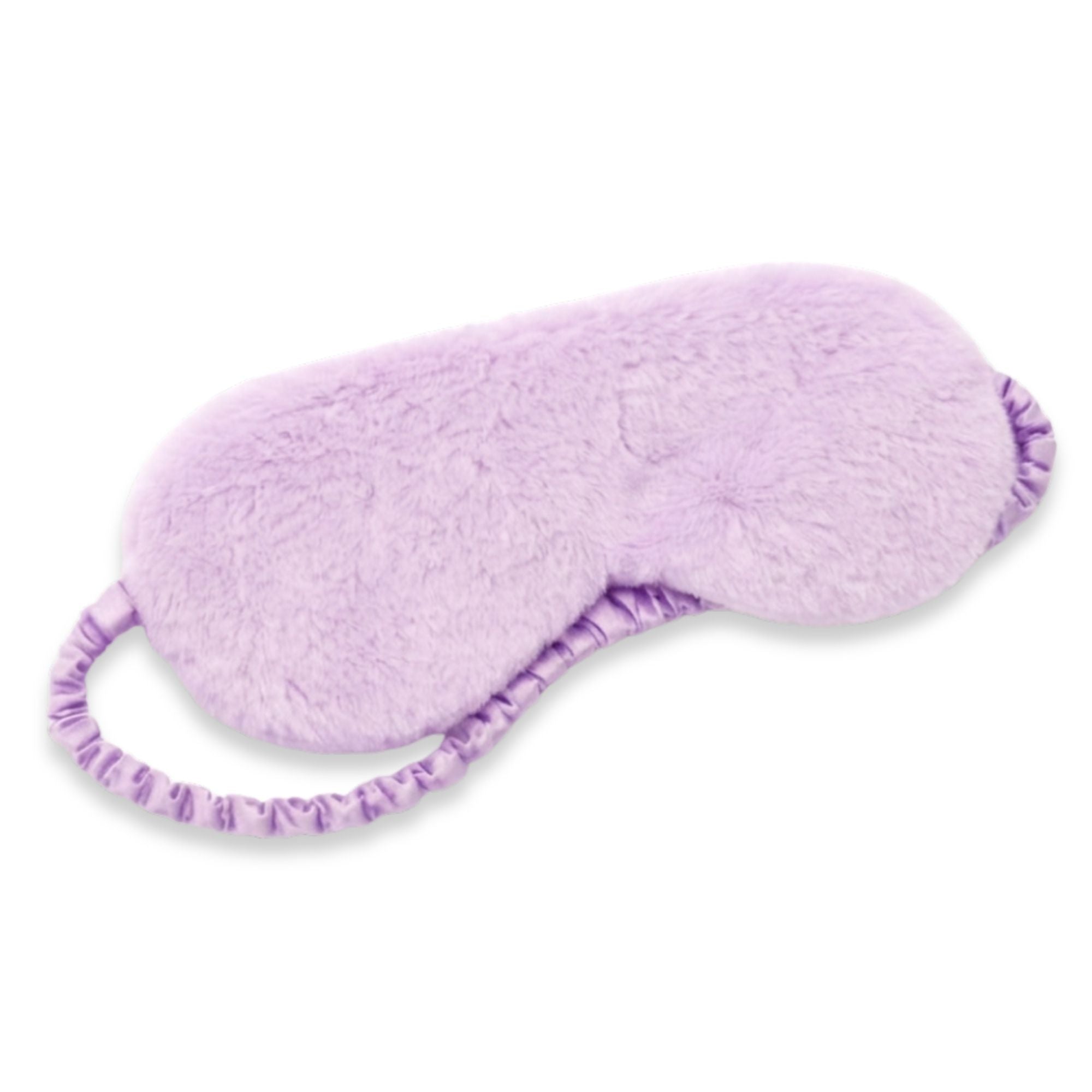 Plush Eye Mask Purple with a ruffled texture, complemented by a decorative ribbon, designed for luxury and relaxation in gift sets.