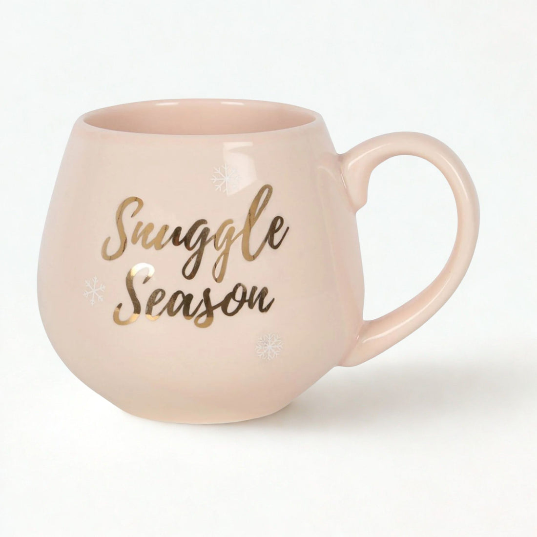 Snuggle Season Mug: A ceramic coffee cup with chic rose gold accents, ideal for warmth and comfort during winter. sold by heavenly boxes