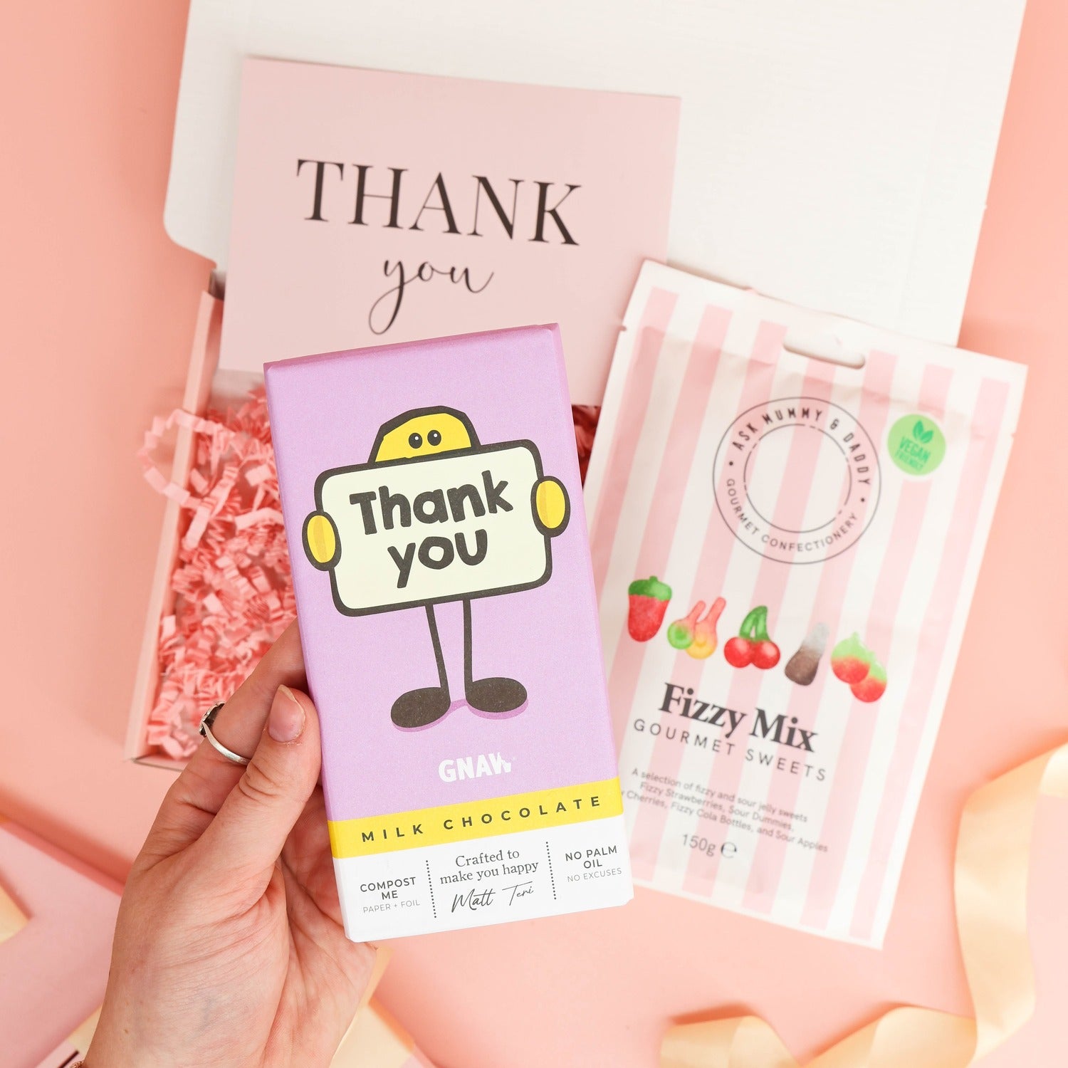thank you gifts – sweet appreciation box with a thank you chocolate bar and gourmet confectionery