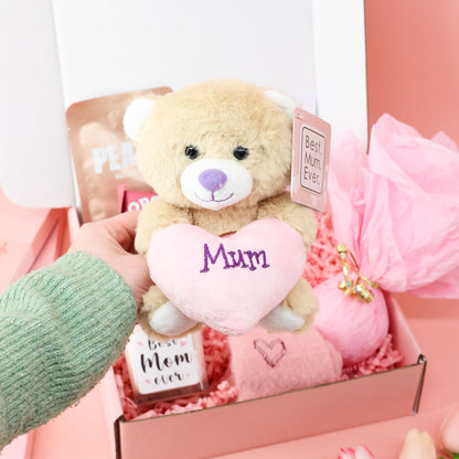 Mother’s Day gift – pamper and snack gift box for mum with candle, face mask and sweet treats