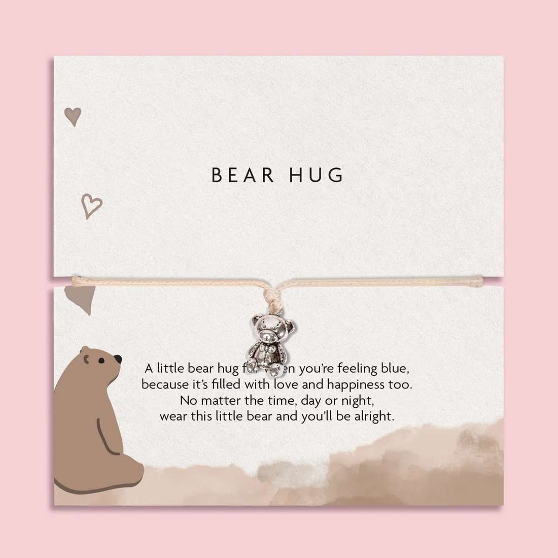 thinking of you gifts – bear hug bracelet with silver bear charm