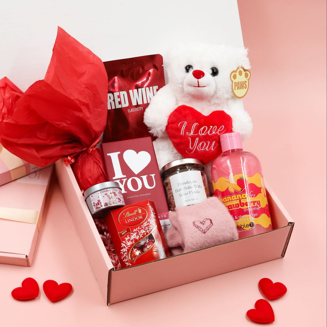 Ultimate Valentines Luxe Spa Pamper Gift Box by Heavenly Boxes with teddy bear, bath salts, chocolates and cosy socks