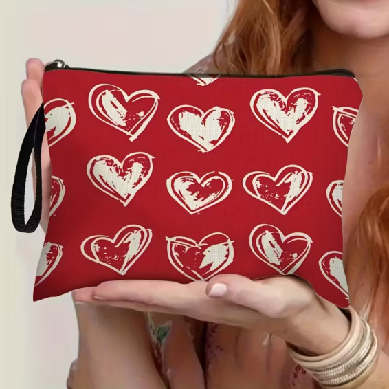 Valentines gift for her Heart Print Make Up Bags as a thoughtful everyday accessory.