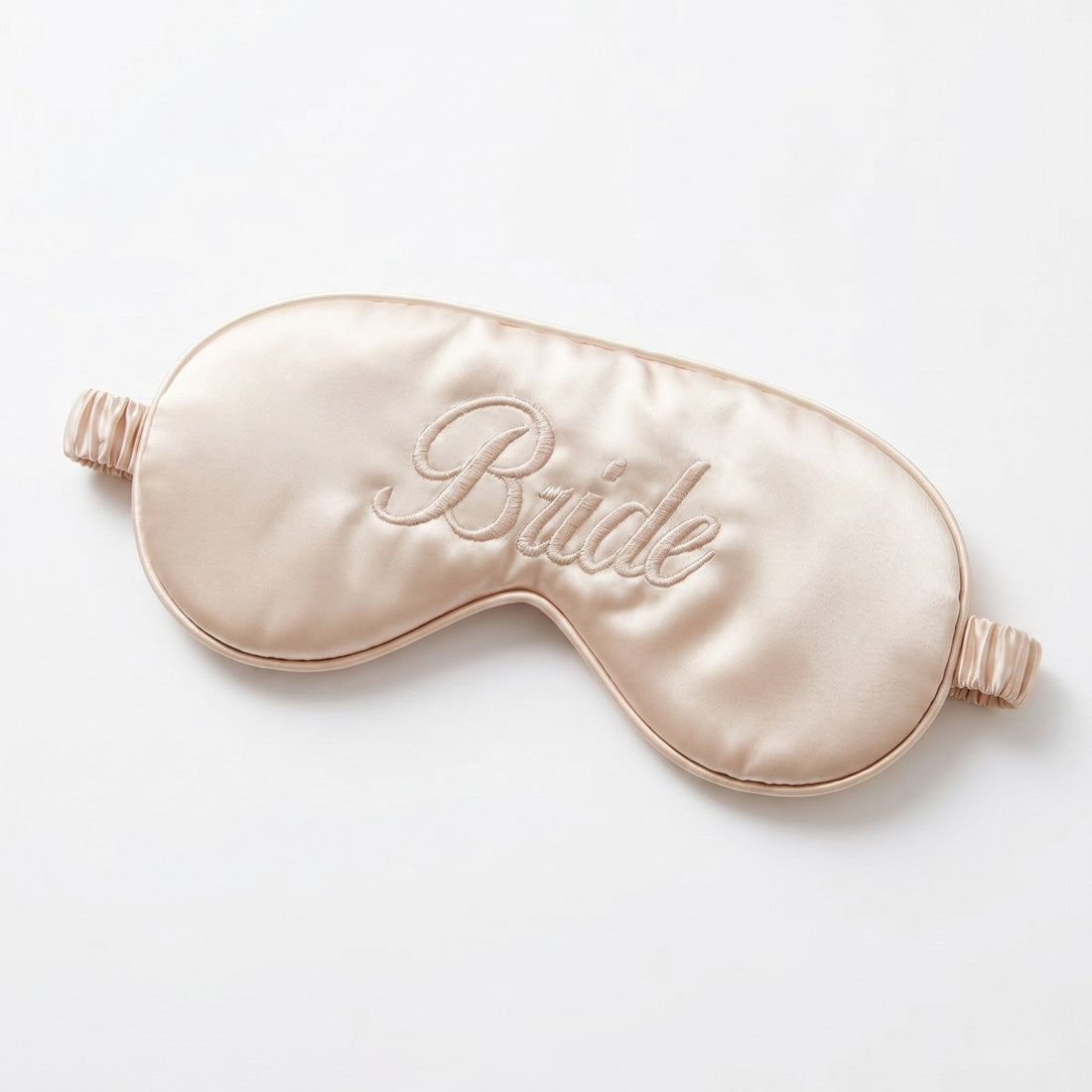 Wedding Gifts_ – champagne satin bride eye mask with soft fabric and elastic strap for sleep