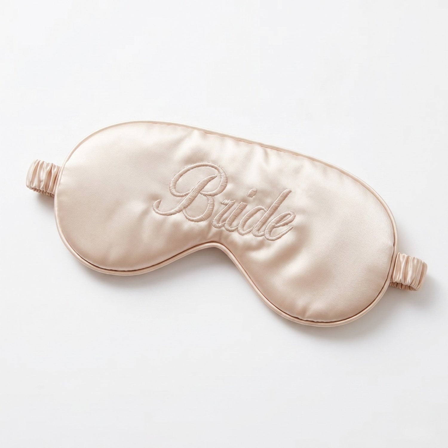 Wedding Gifts_ – champagne satin bride eye mask with soft fabric and elastic strap for sleep
