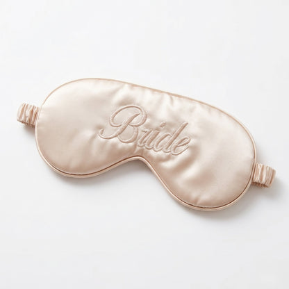 Wedding Gifts_ – champagne satin bride eye mask with soft fabric and elastic strap for sleep