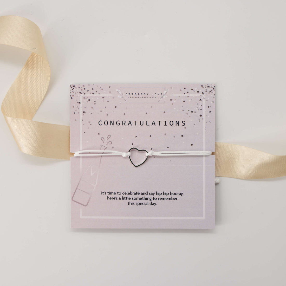 Congratulations Wish Bracelet – silver heart bracelet gift for her
