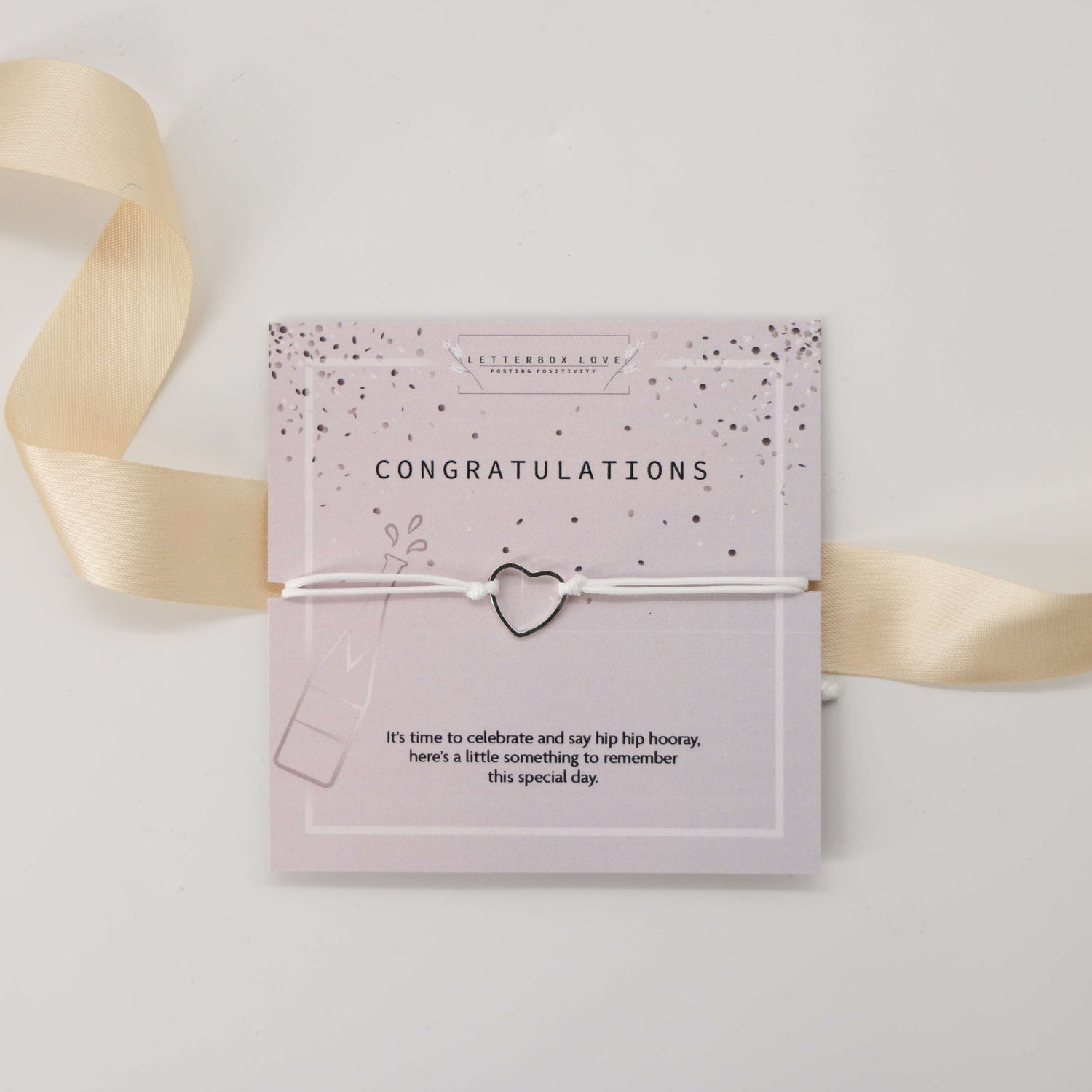 Congratulations Wish Bracelet – silver heart bracelet gift for her
