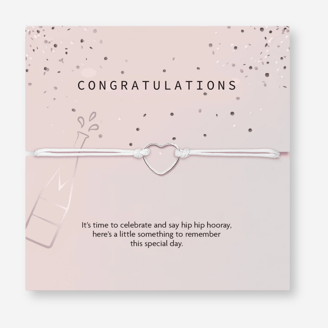 Congratulations Wish Bracelet – silver heart bracelet gift for her
