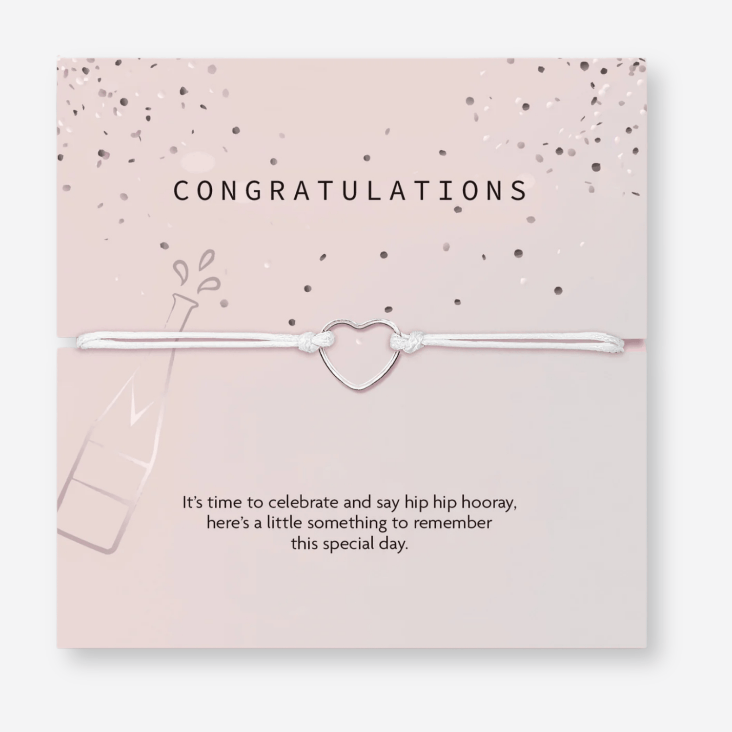 Congratulations Wish Bracelet – silver heart bracelet gift for her
