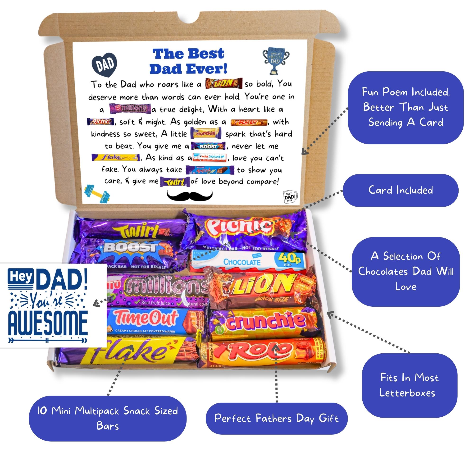 Custom dad poem box – personalised gifts for dad with clever poem and chocolate treats