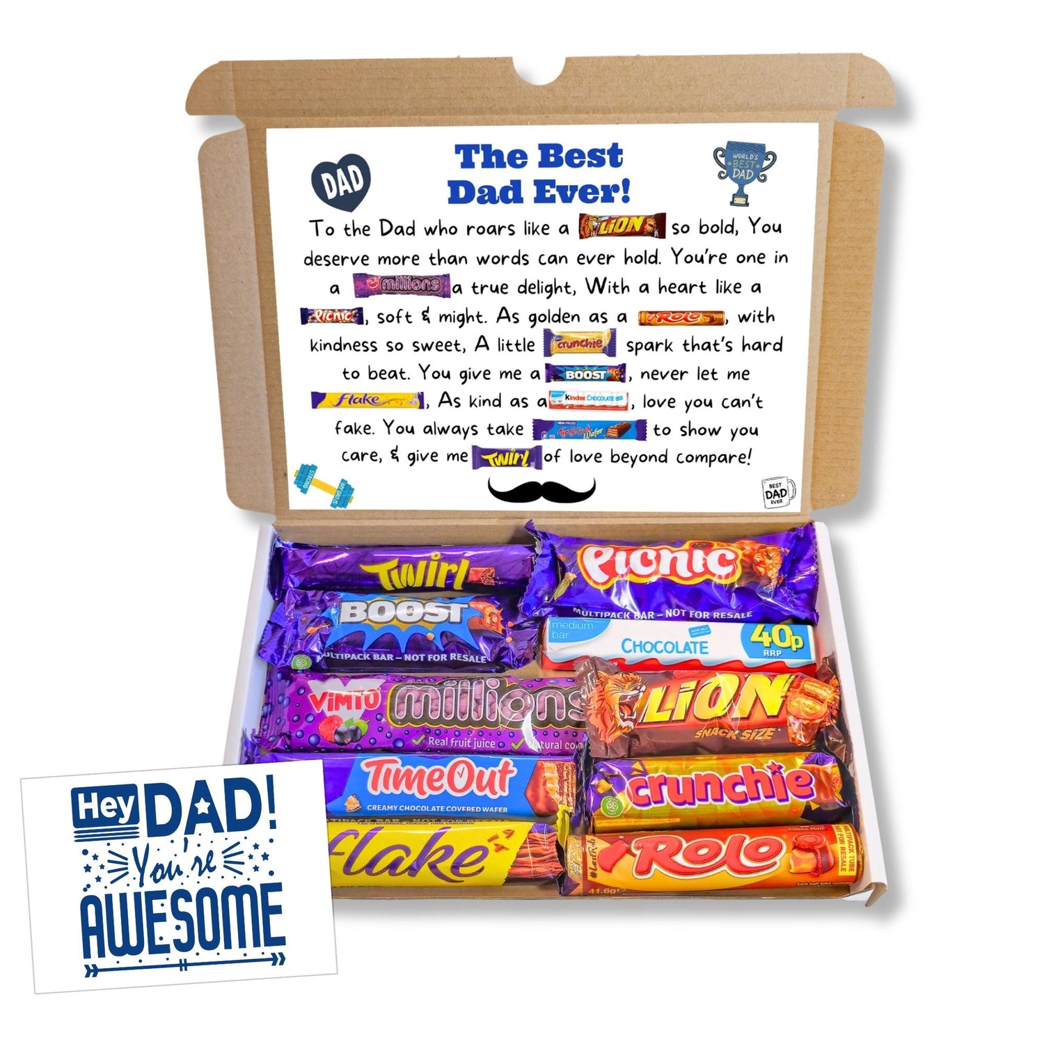 Chocolate poem surprise – personalised gifts for dad with playful messaging and sweet treats
