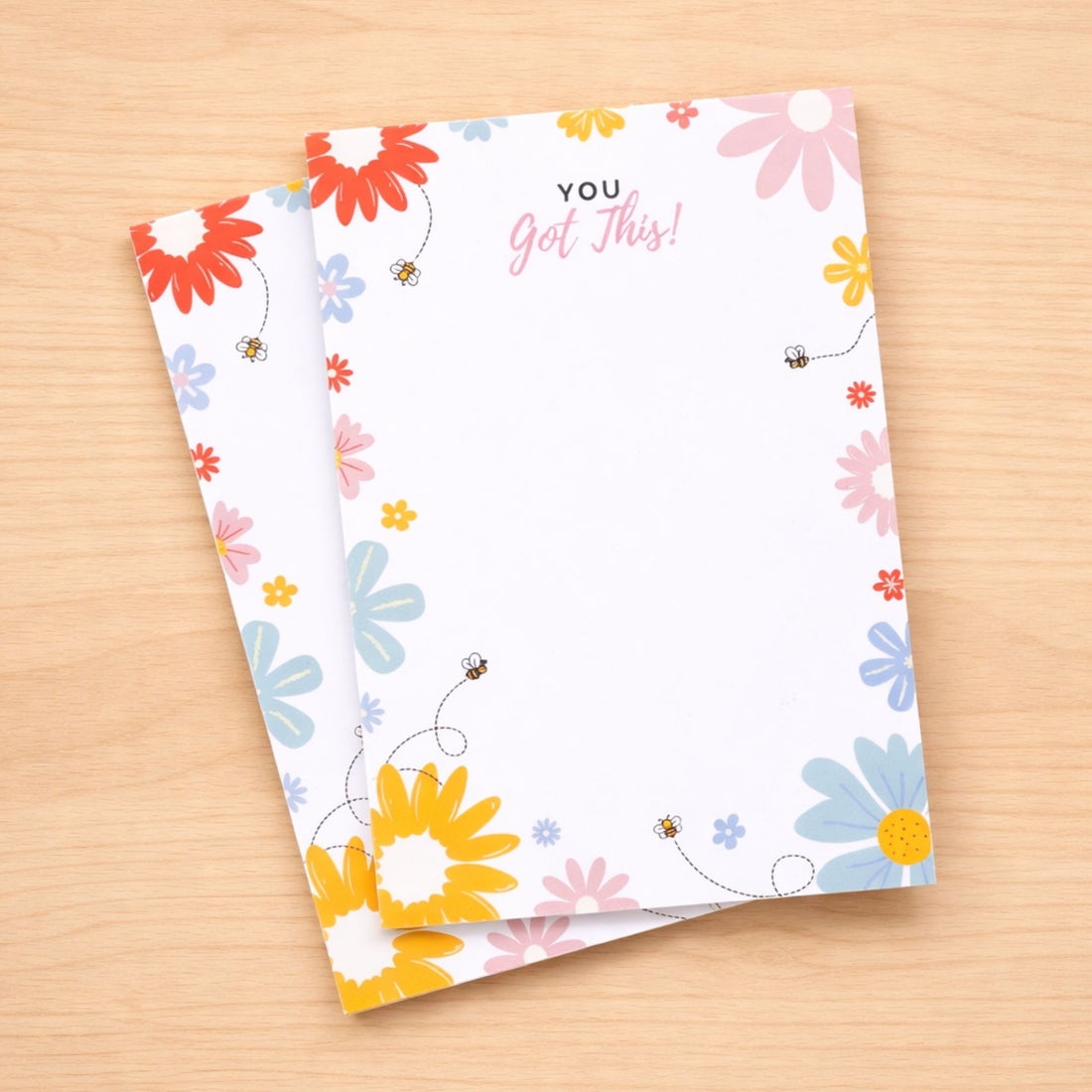 You Got This A5 Deskpad with a motivational floral border, perfect for organizing notes and goals, featuring an uplifting phrase for your workspace.