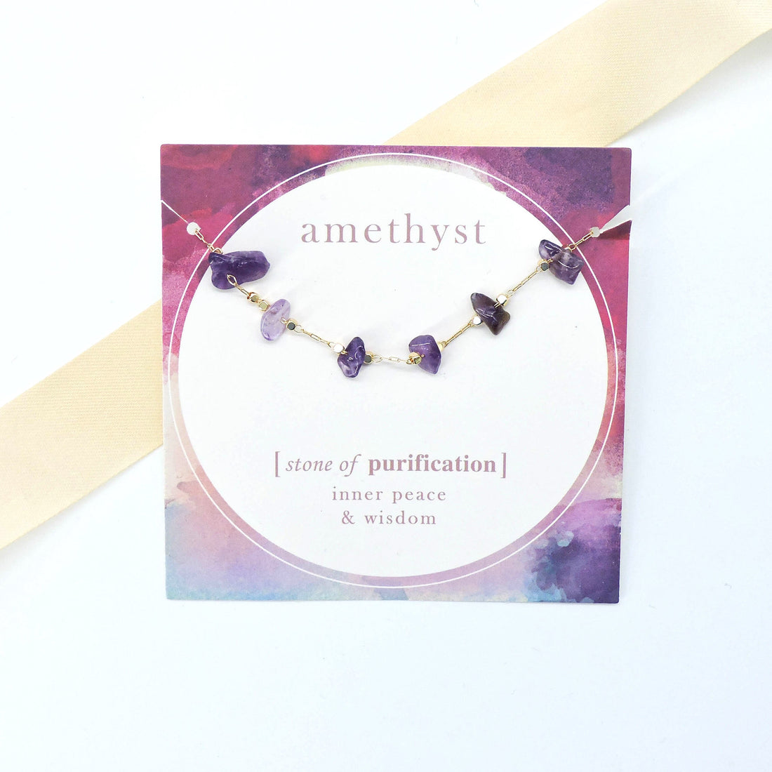 Amethyst Bracelet - Stone Of Love Purification features delicate amethyst beads, symbolizing inner peace and wisdom with a minimalist, stylish design.