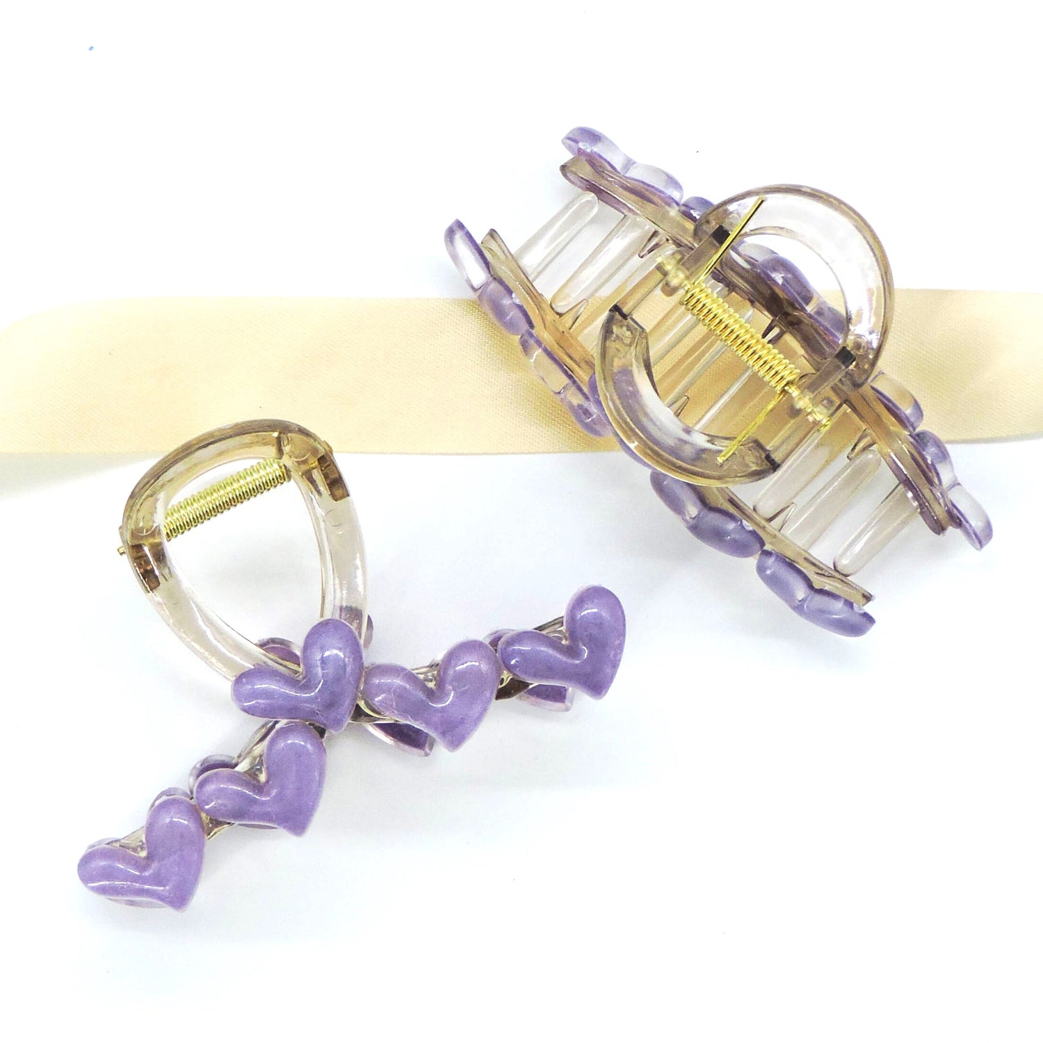 Purple Hearts Hair Clip