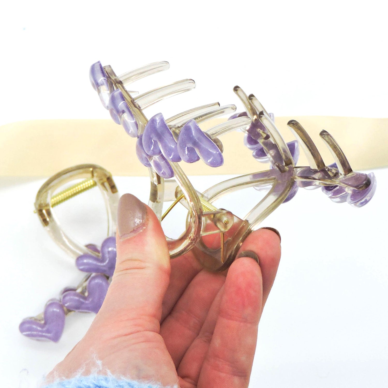 Purple Hearts Hair Clip