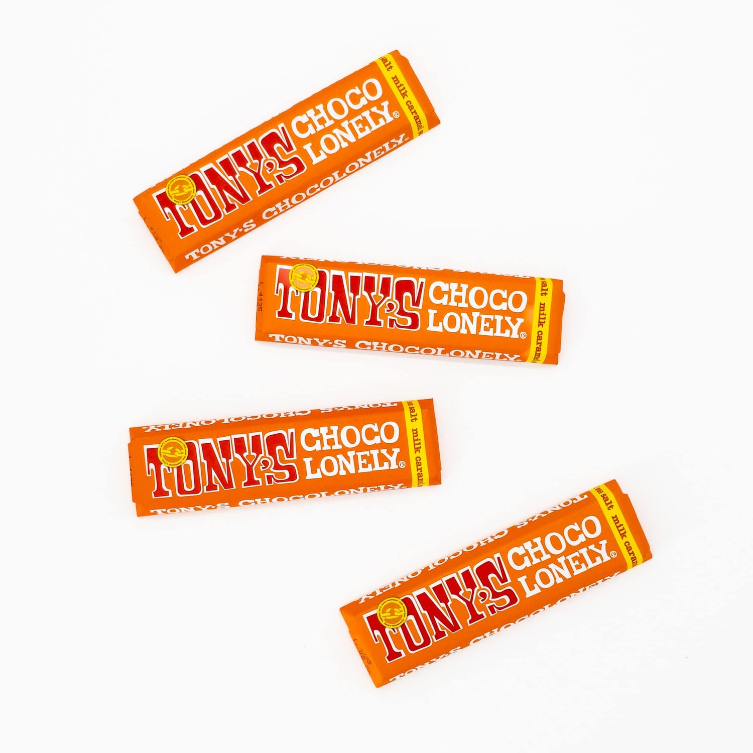 Tonys Chocolonely Sea Salt Milk Caramel 47g candy bar, showcasing its milk chocolate with crunchy caramel and sea salt, a popular Dutch treat.